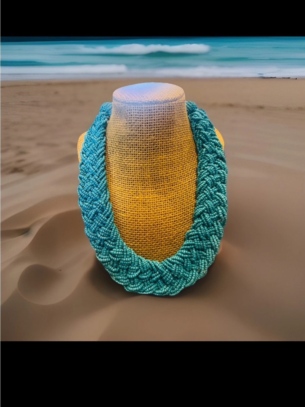 Braided Turquoise Bead Necklace for Women